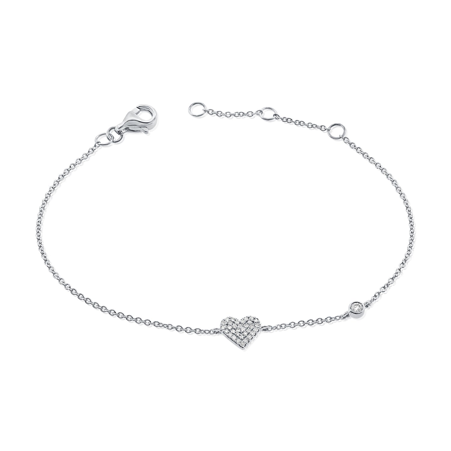 Pave Heart And Bezel Set Diamond Bracelet