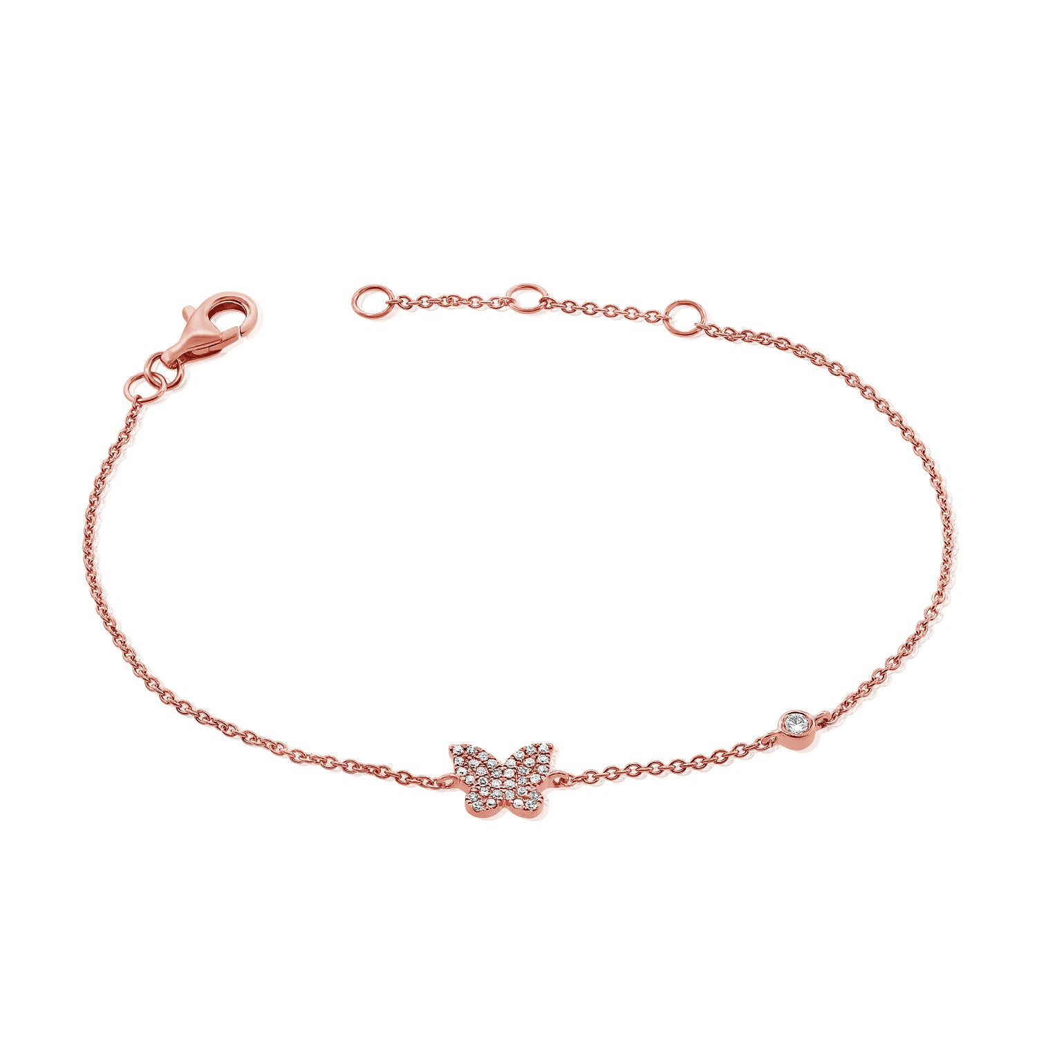 Pave Butterfly And Bezel Set Diamond Bracelet