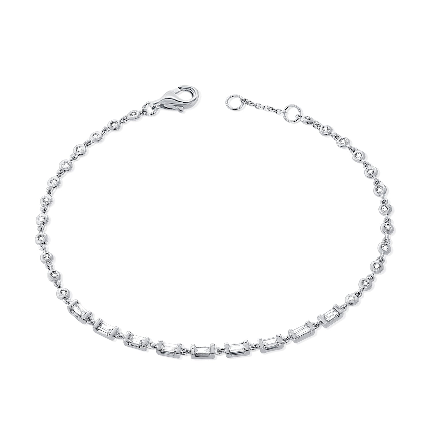 Baguette And Bezel Set Round Diamond Bracelet