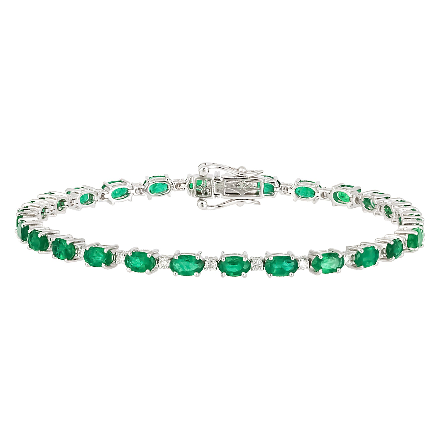 Oval Gemstone And Diamond Tennis Bracelet