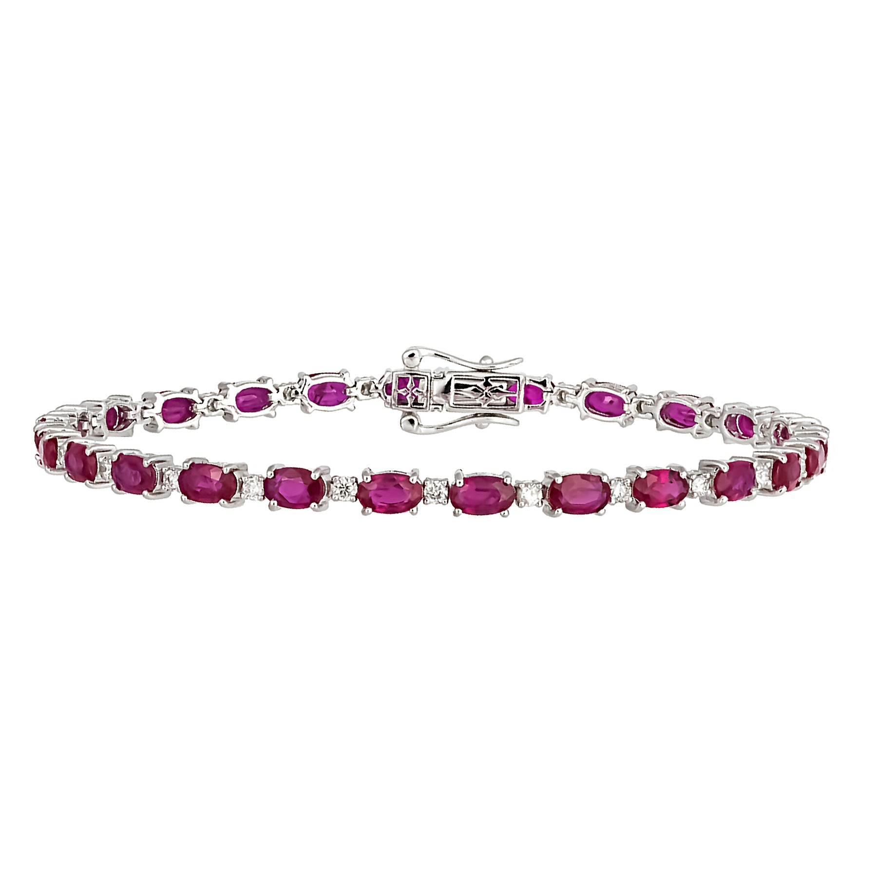 Oval Gemstone And Diamond Tennis Bracelet