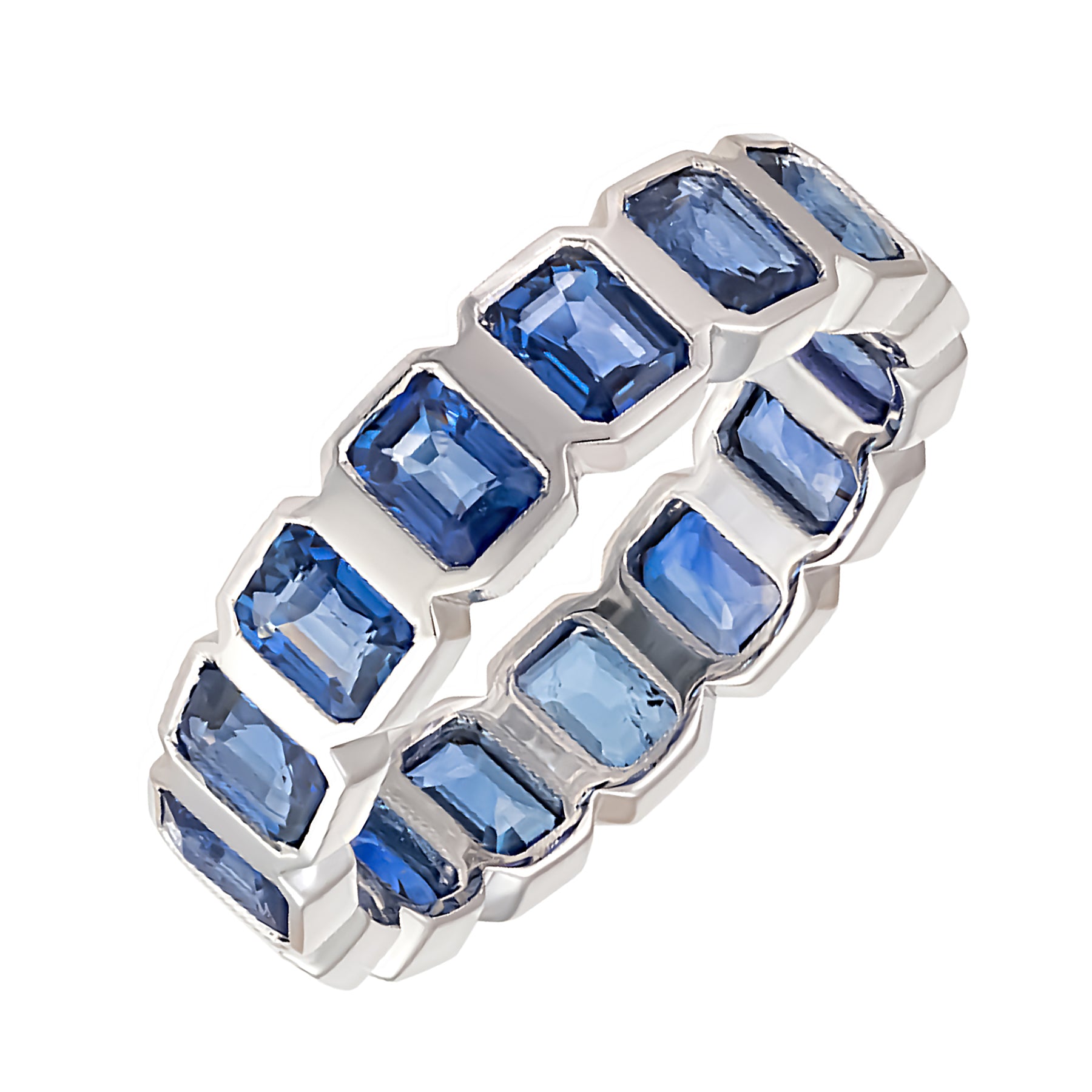 Bezel Set Emerald Cut Eternity Ring