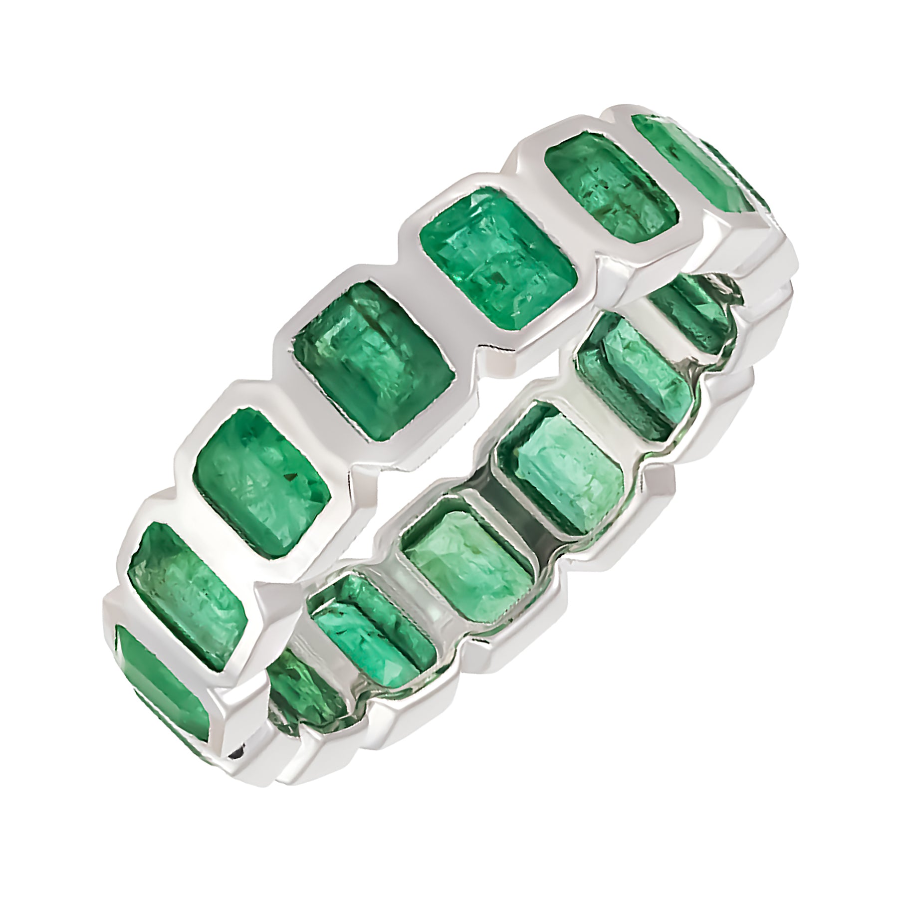 Bezel Set Emerald Cut Eternity Ring