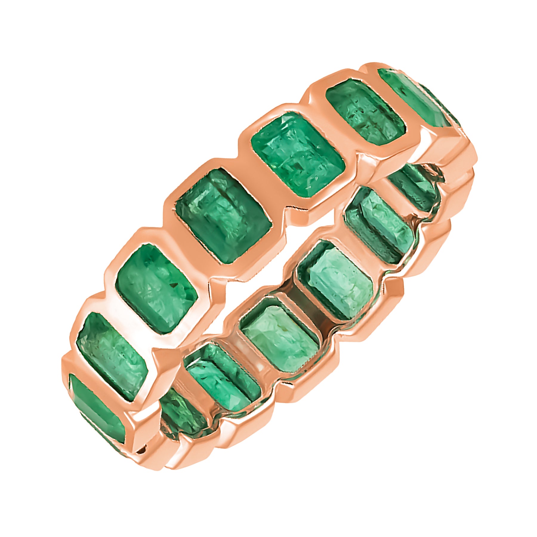 Bezel Set Emerald Cut Eternity Ring