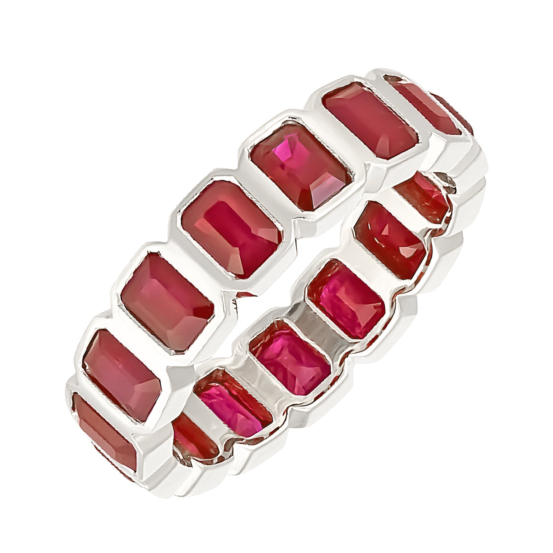 Bezel Set Emerald Cut Eternity Ring