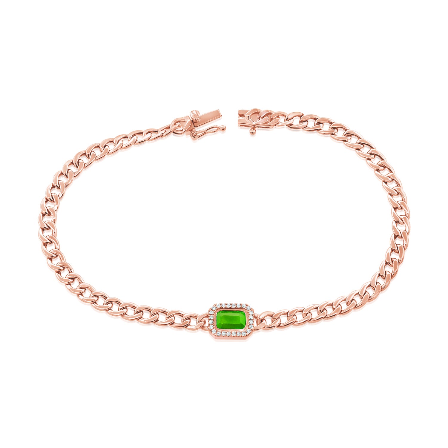 Link Bracelet With Gemstone Center