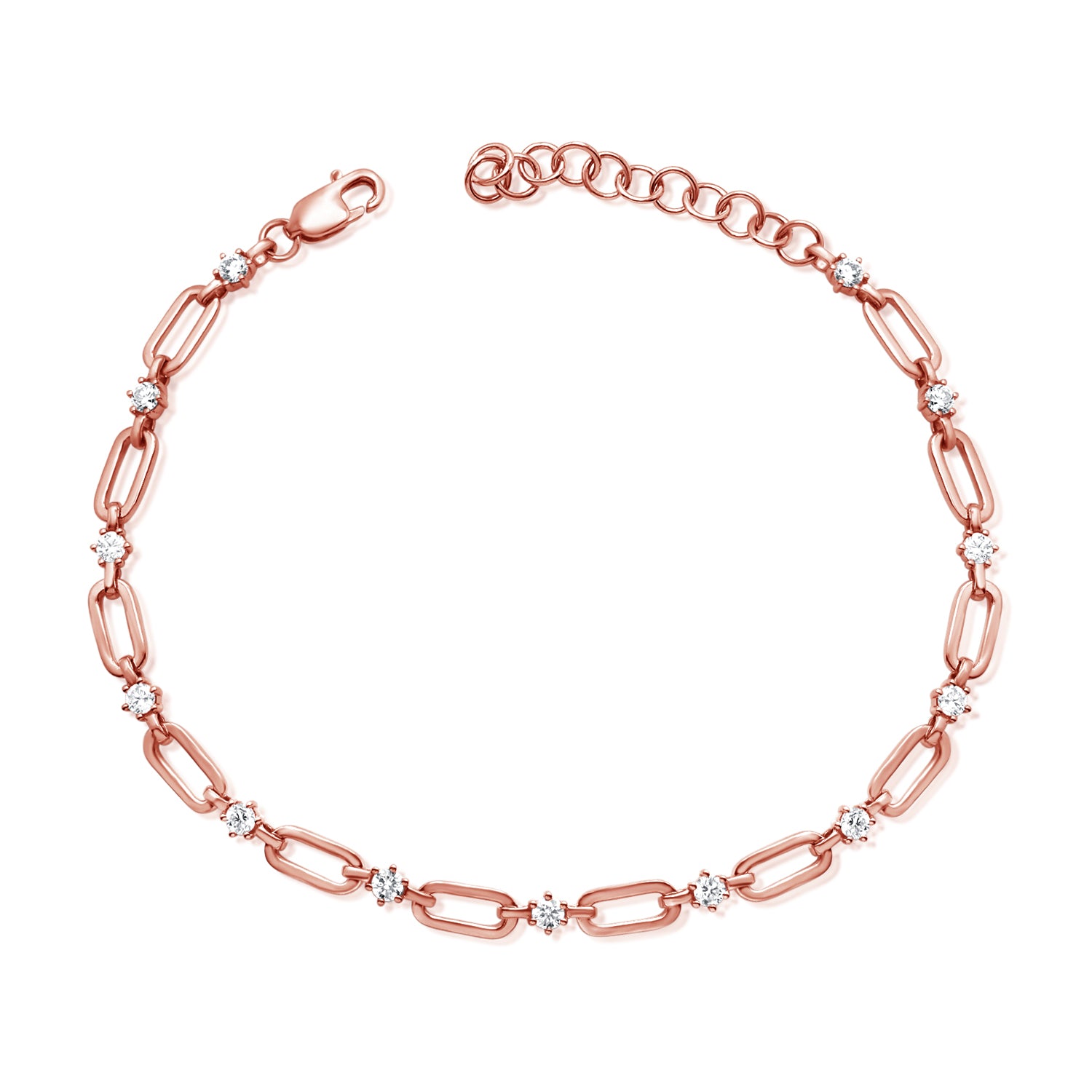 Diamond And Paperclip Link Bracelet