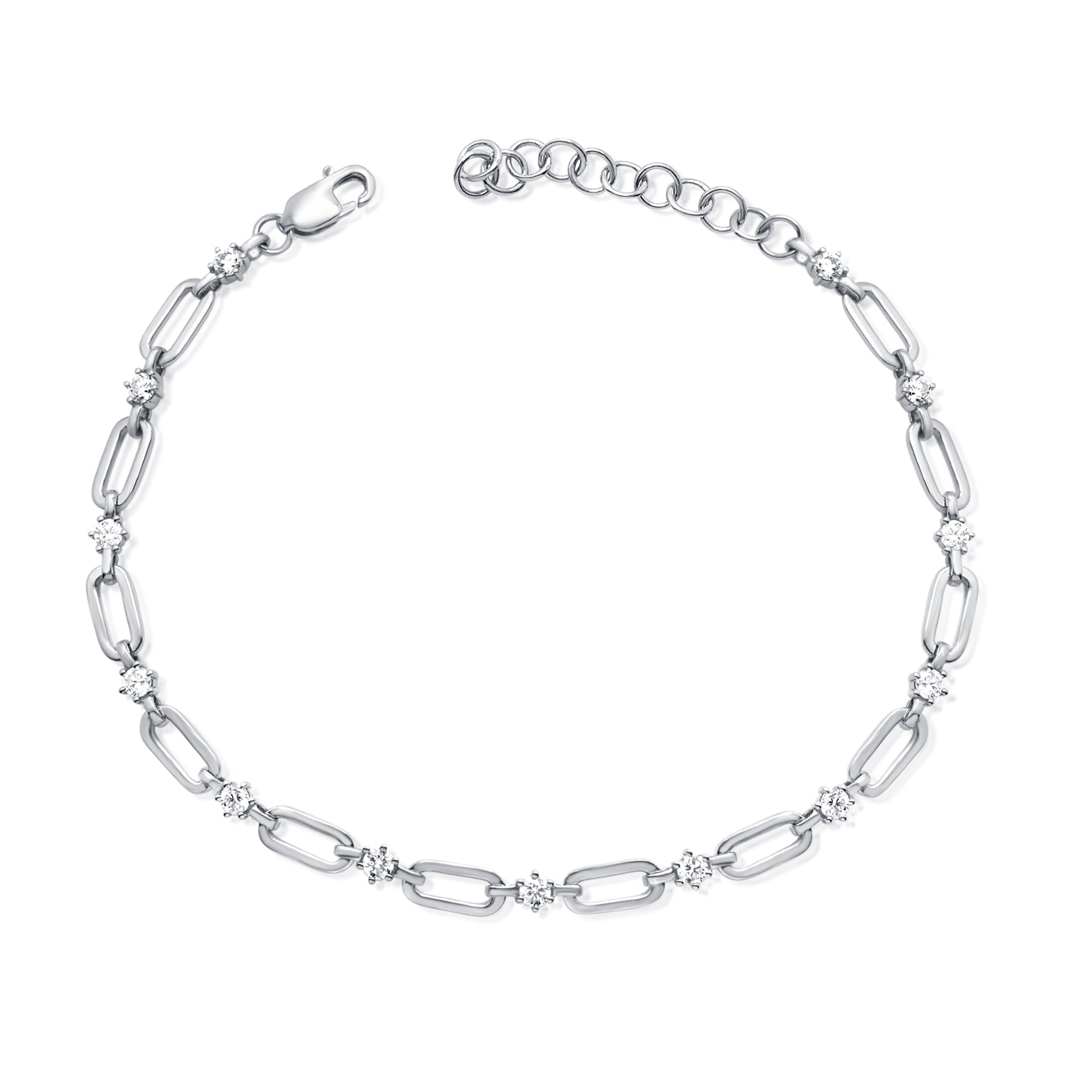 Diamond And Paperclip Link Anklet