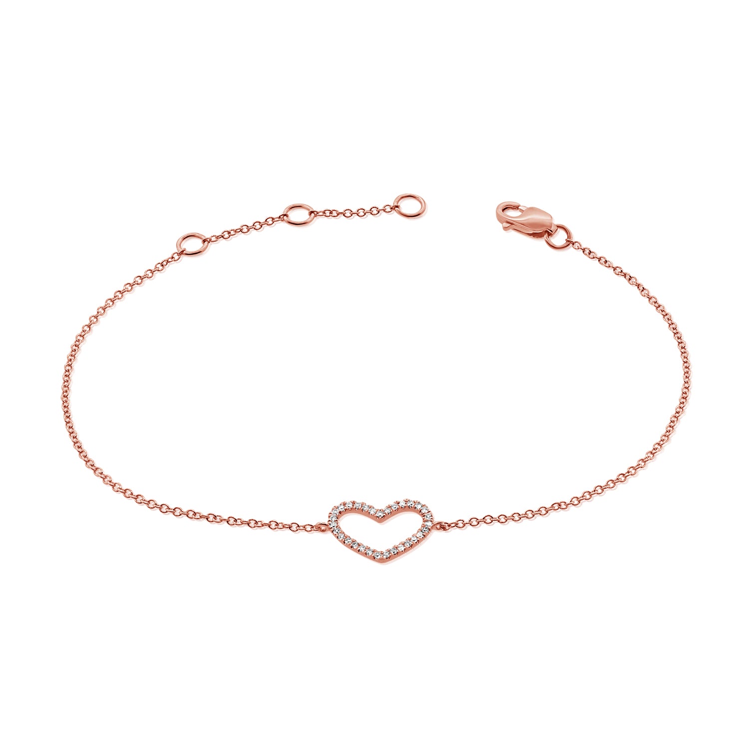 Pave Heart Outline Bracelet