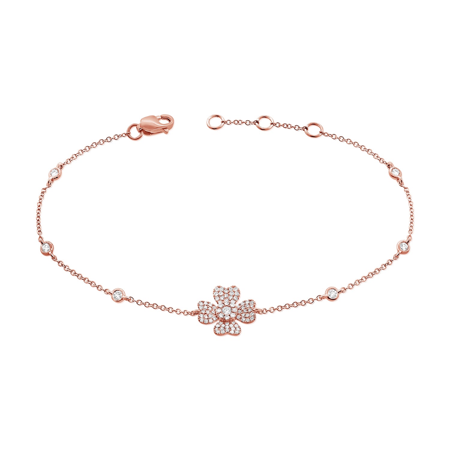 Pave Four Clover And Bezel Set Diamond Bracelet