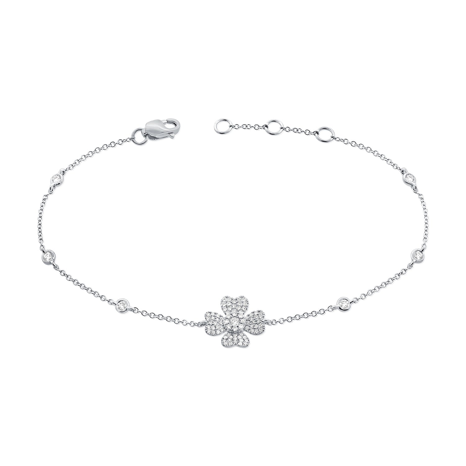 Pave Four Clover And Bezel Set Diamond Bracelet