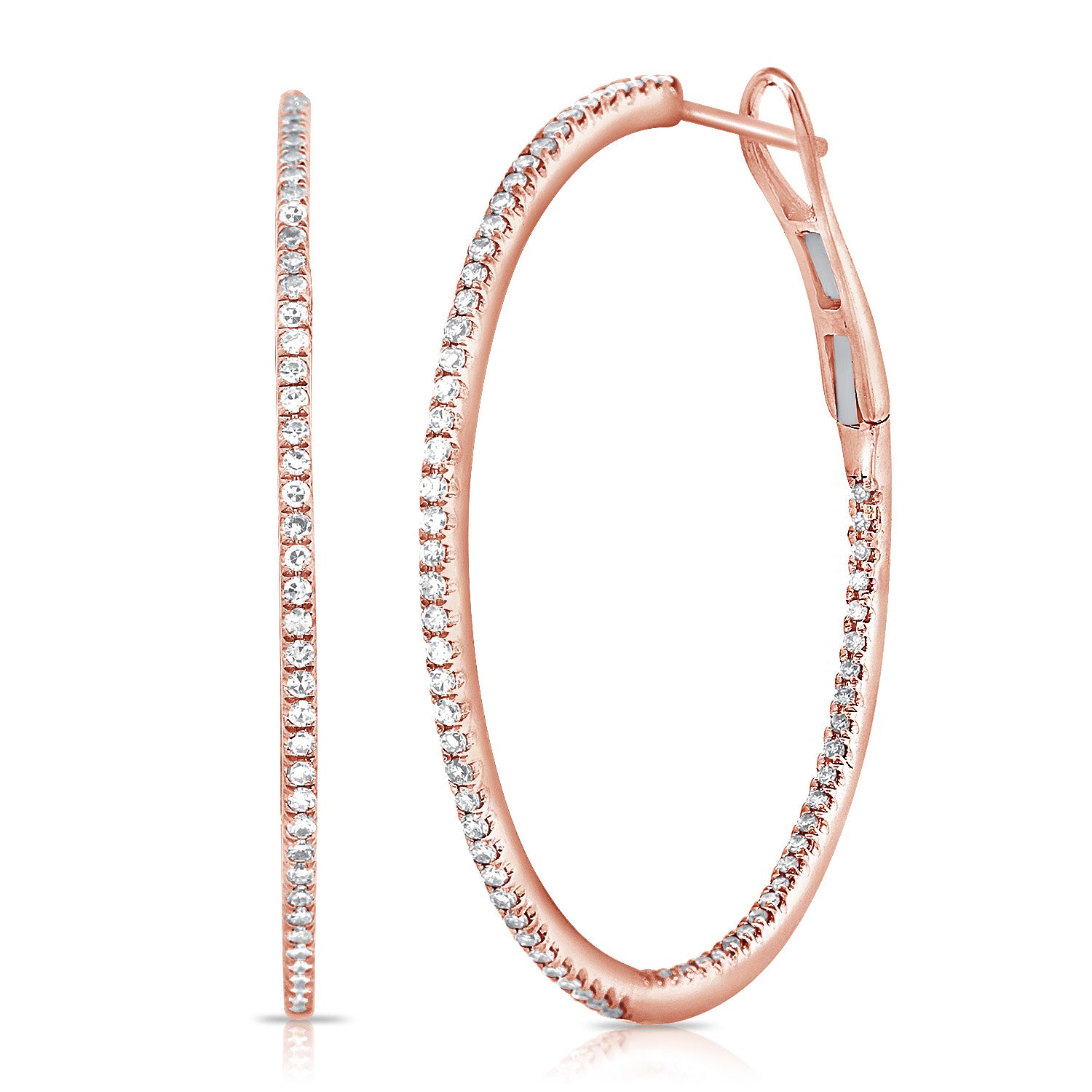 Ultra Thin Round Pave Large Diamond Hoops