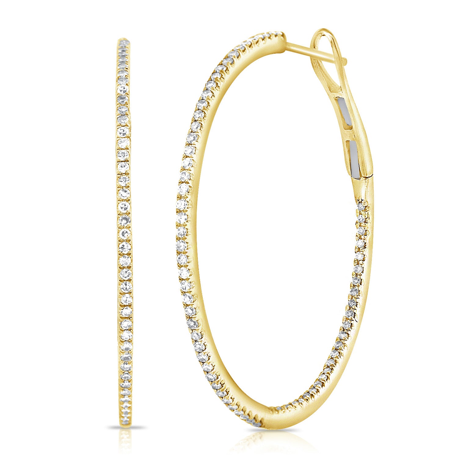 Ultra Thin Round Pave Large Diamond Hoops