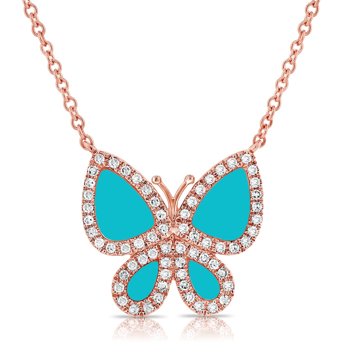 Gemstone Butterfly Necklace With Diamond Halo