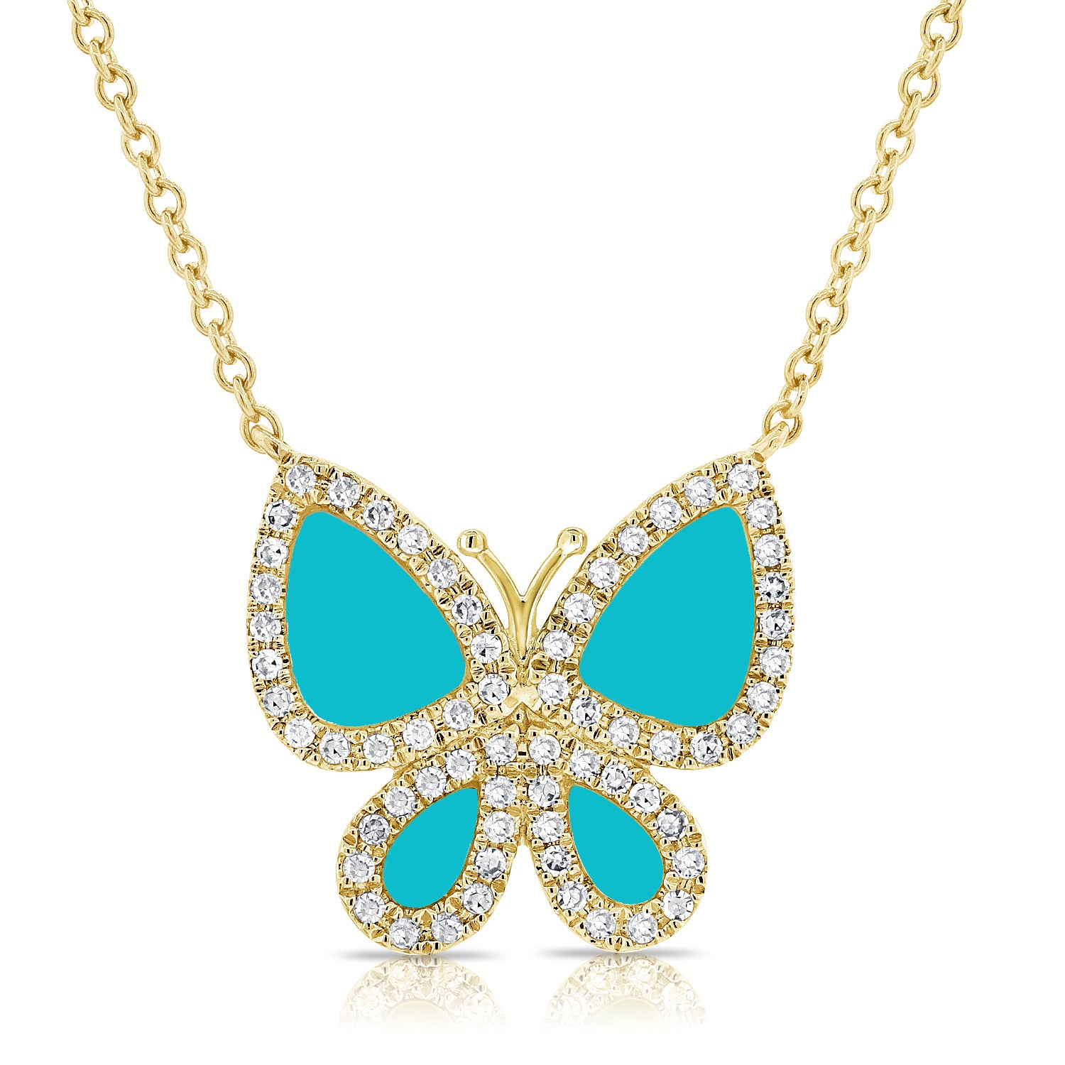 Gemstone Butterfly Necklace With Diamond Halo