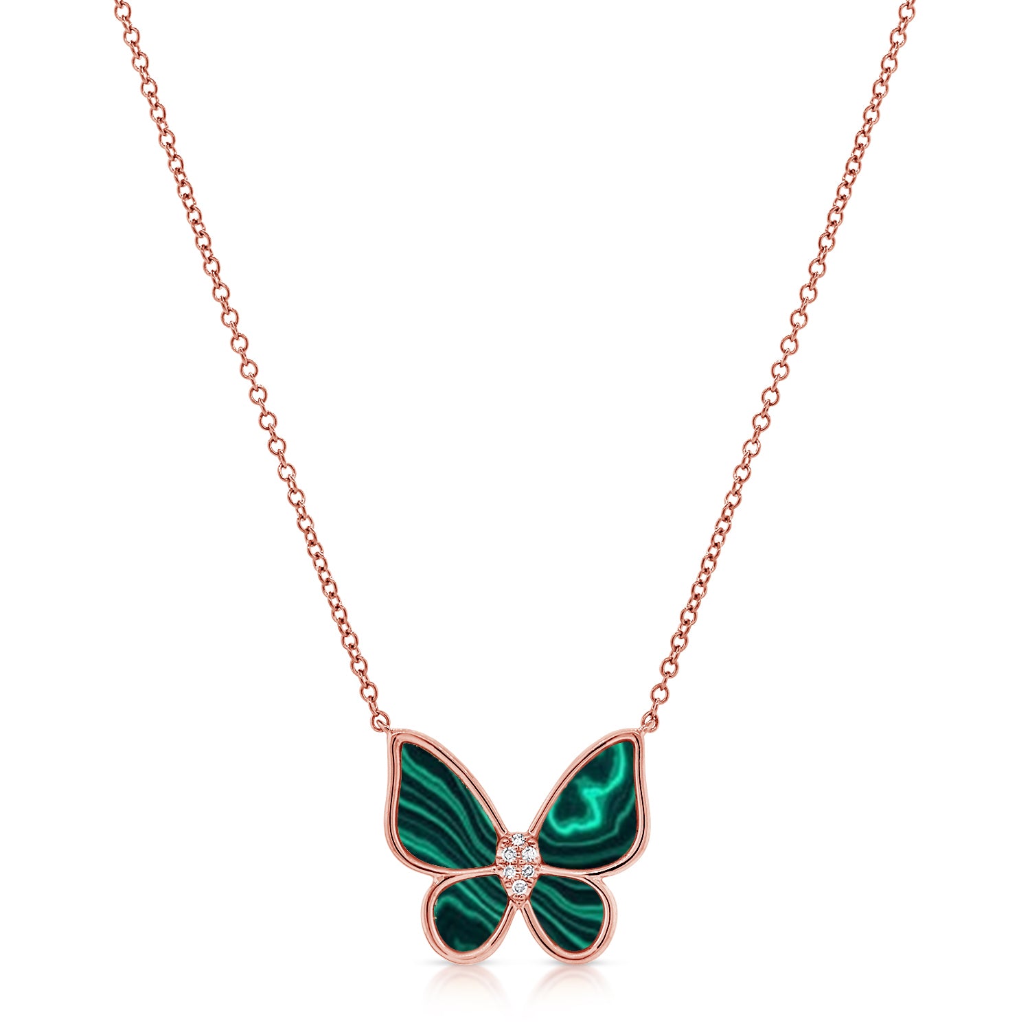 Bezel Set Gemstone Butterfly Necklace