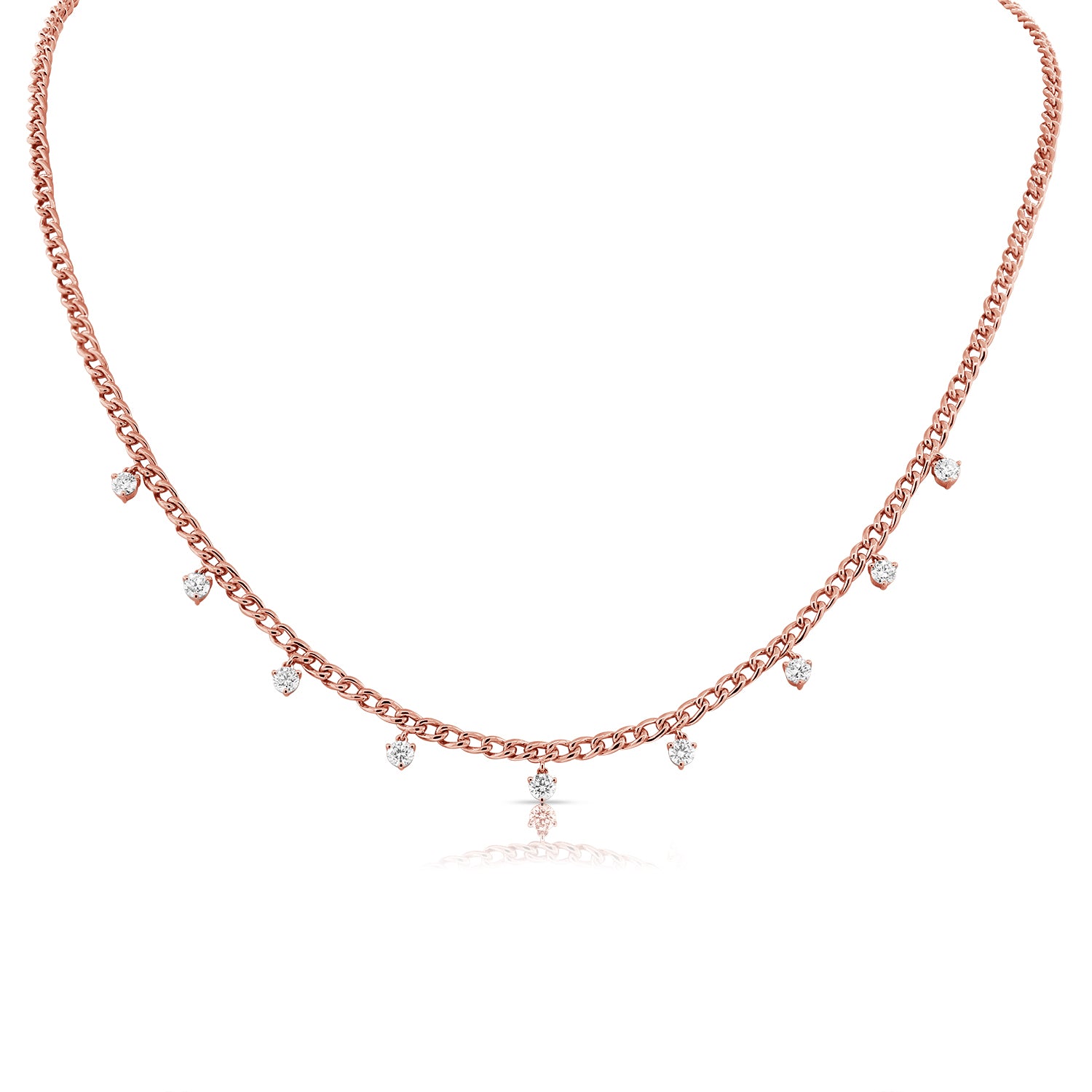 Cuban Chain With Dangling Diamonds Necklace