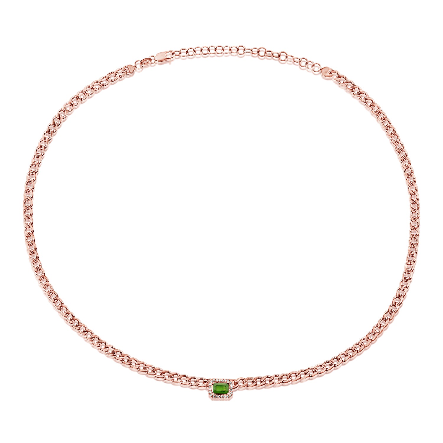 Cuban Chain With Gemstone Center Necklace