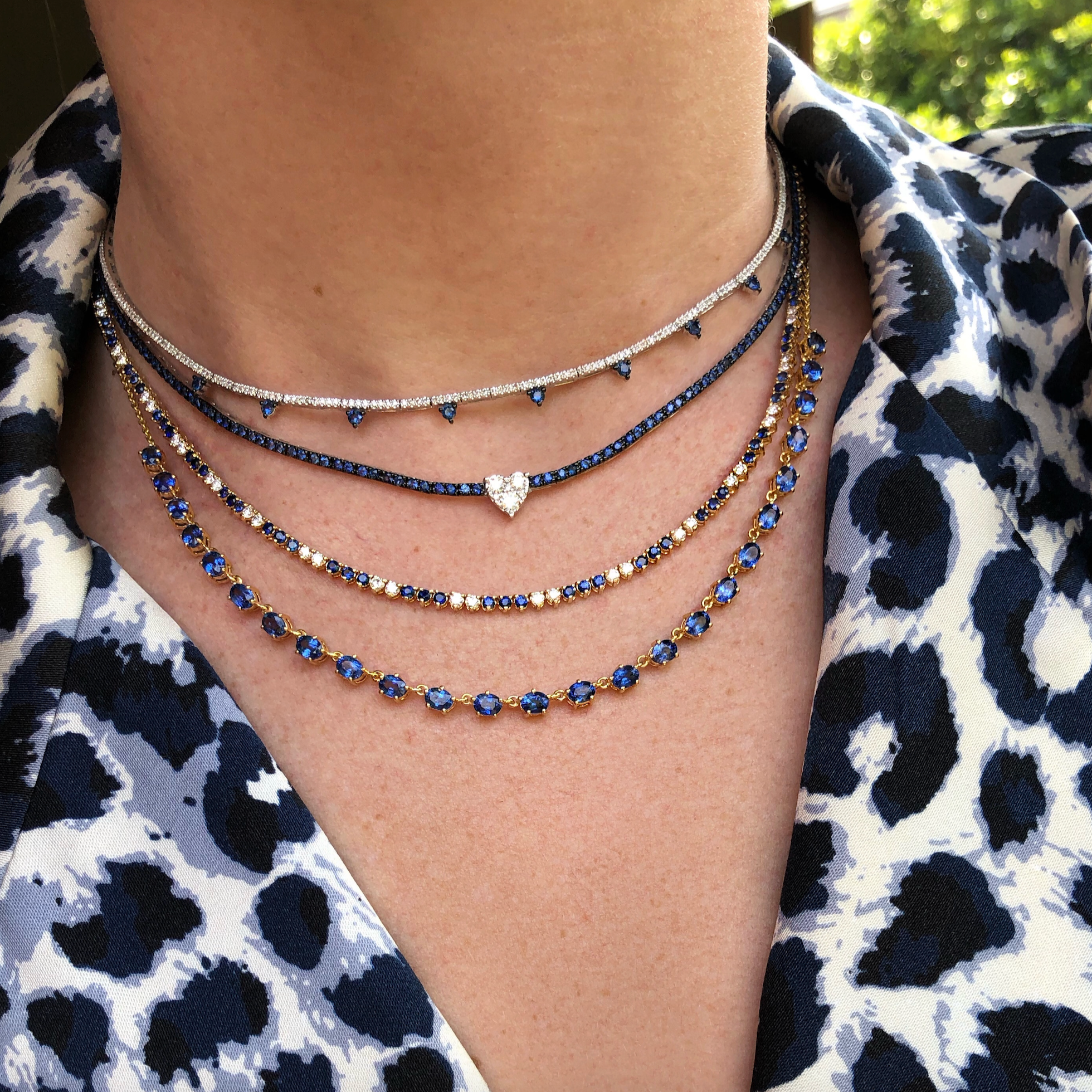 Layering Half Classic Tennis Necklace With Spaced Gemstones