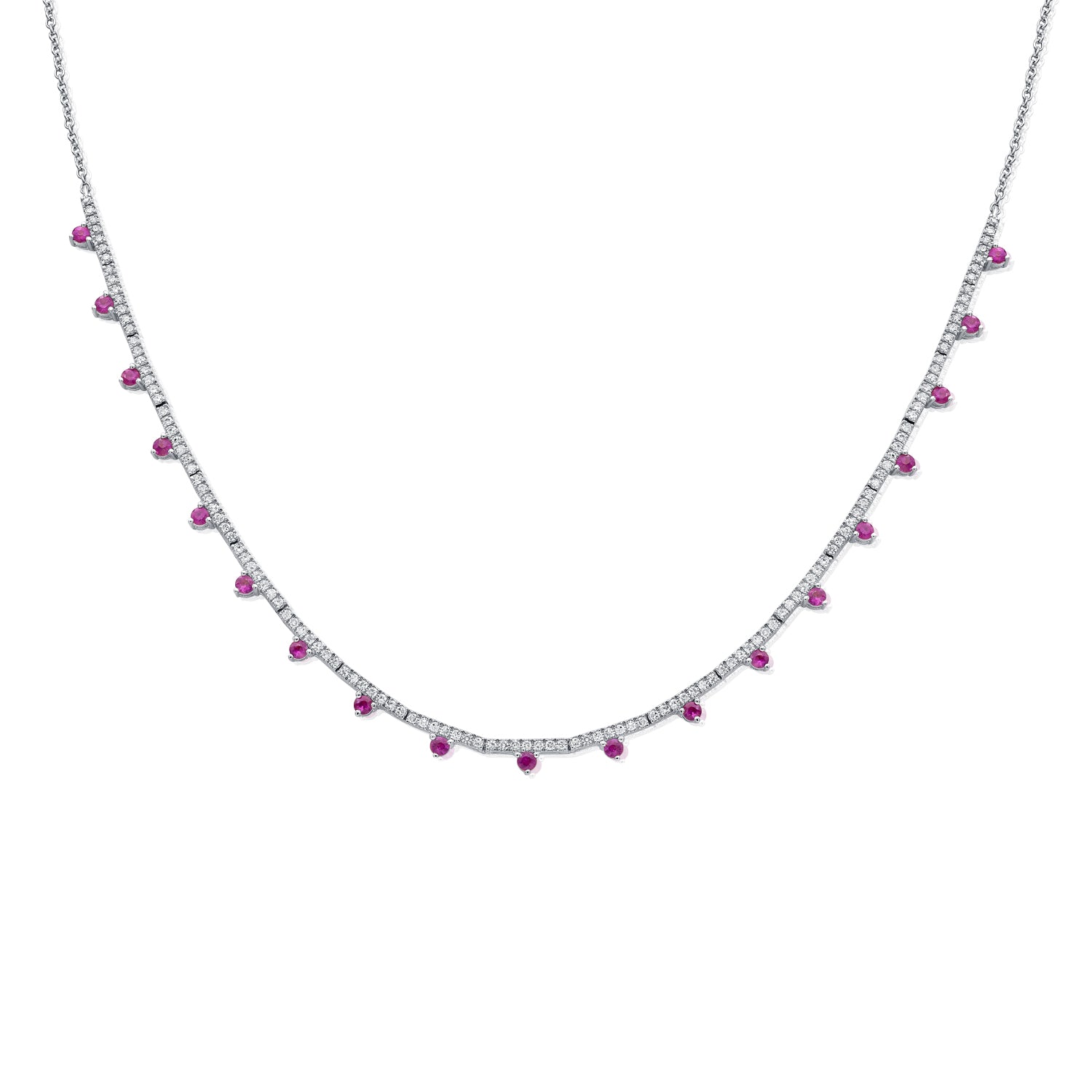 Layering Half Classic Tennis Necklace With Spaced Gemstones