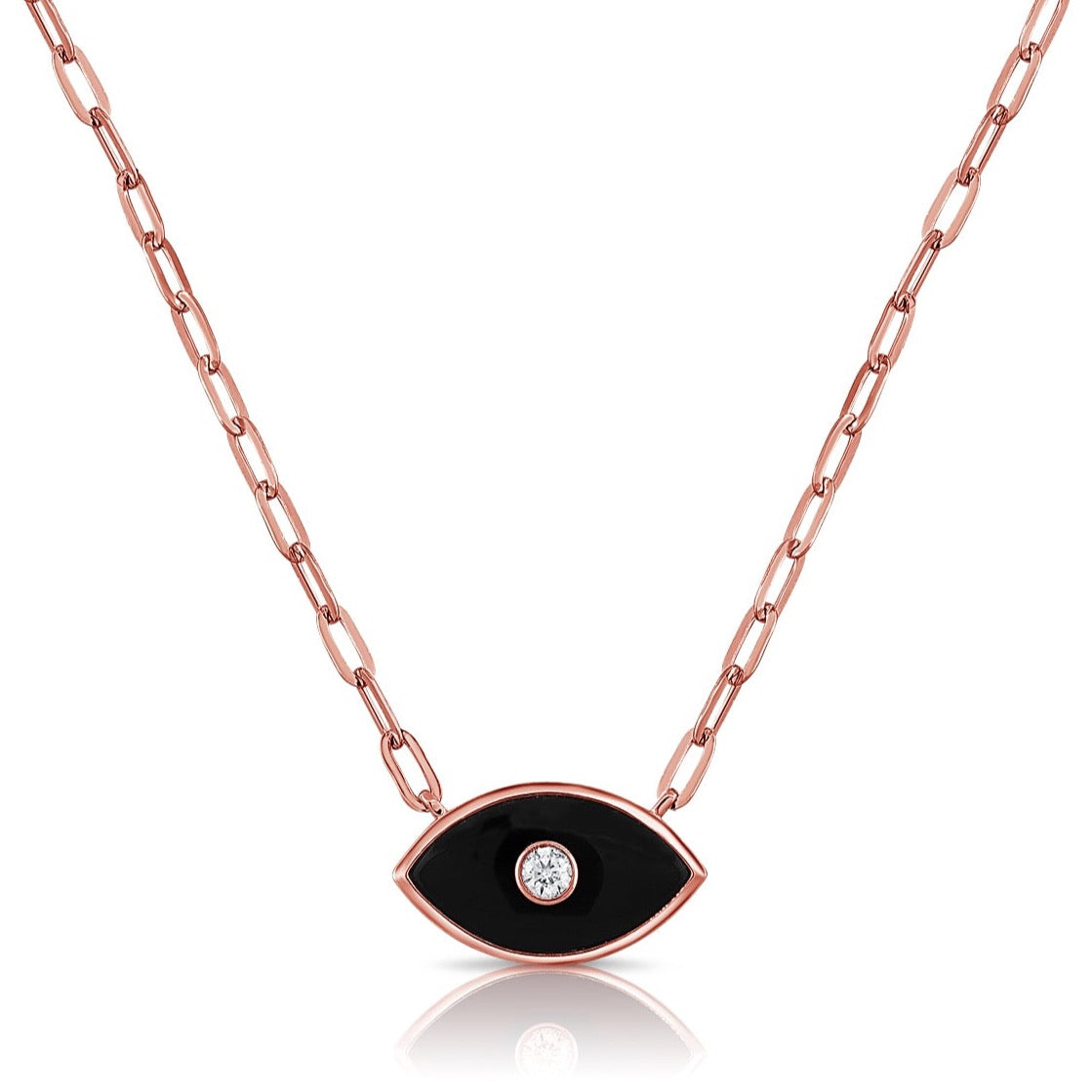 Evil Eye Gemstone Pendant On Paper Clip Chain