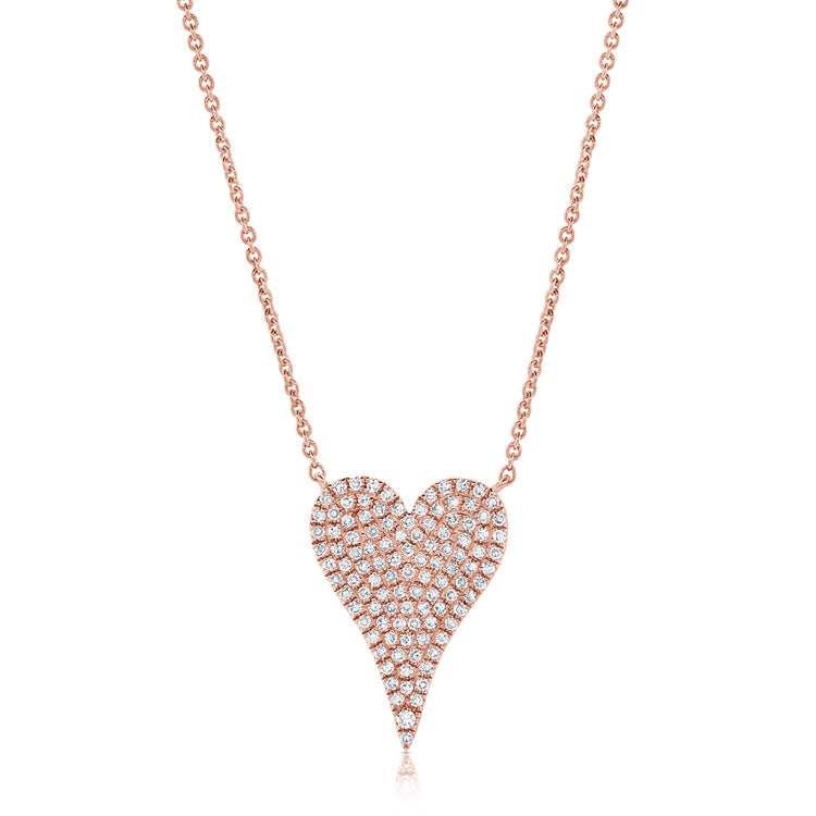 Elongated Heart Pave Necklace