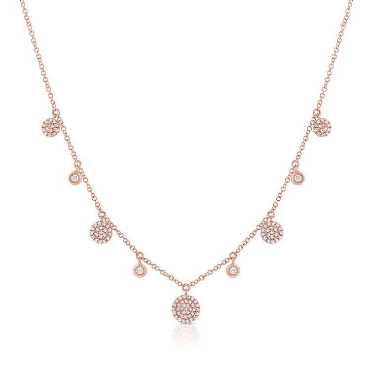 Pave Circle And Diamond Bezel Necklace