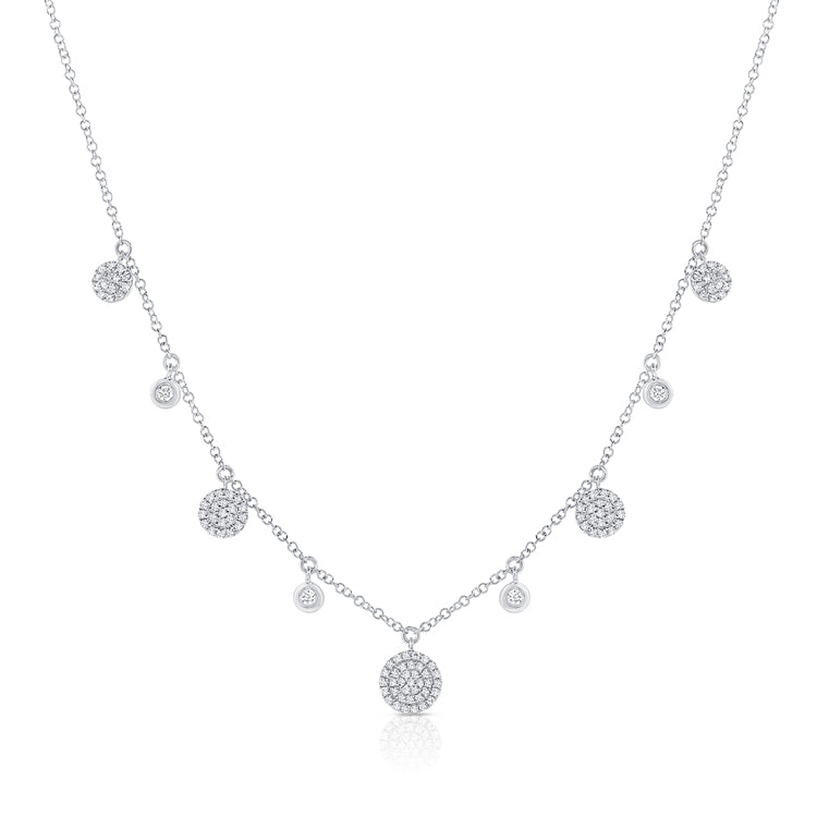 Pave Circle And Diamond Bezel Necklace