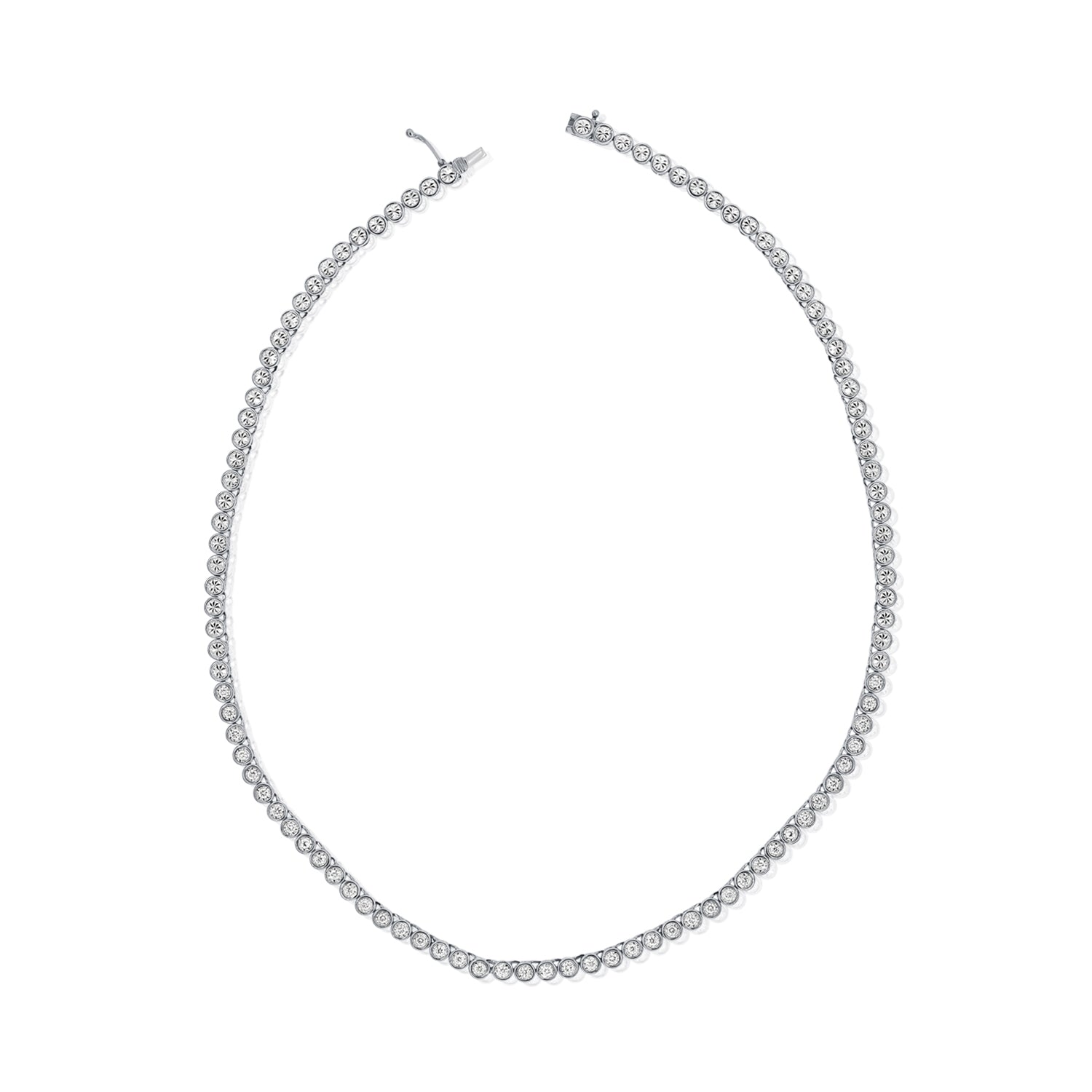 Half Bezel Set Illusion Tennis Necklace