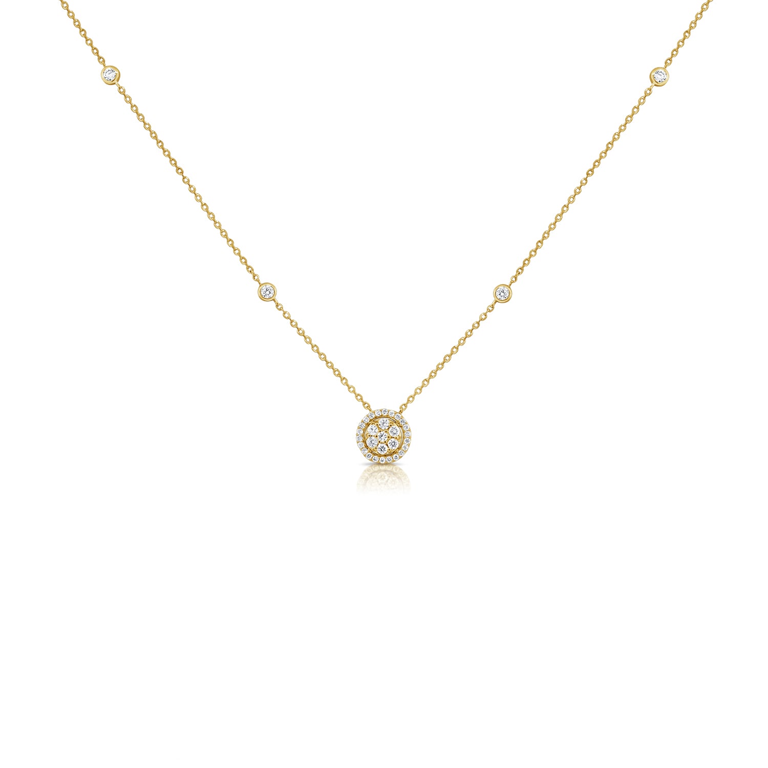 Diamond Circle With Bezel Chain Necklace