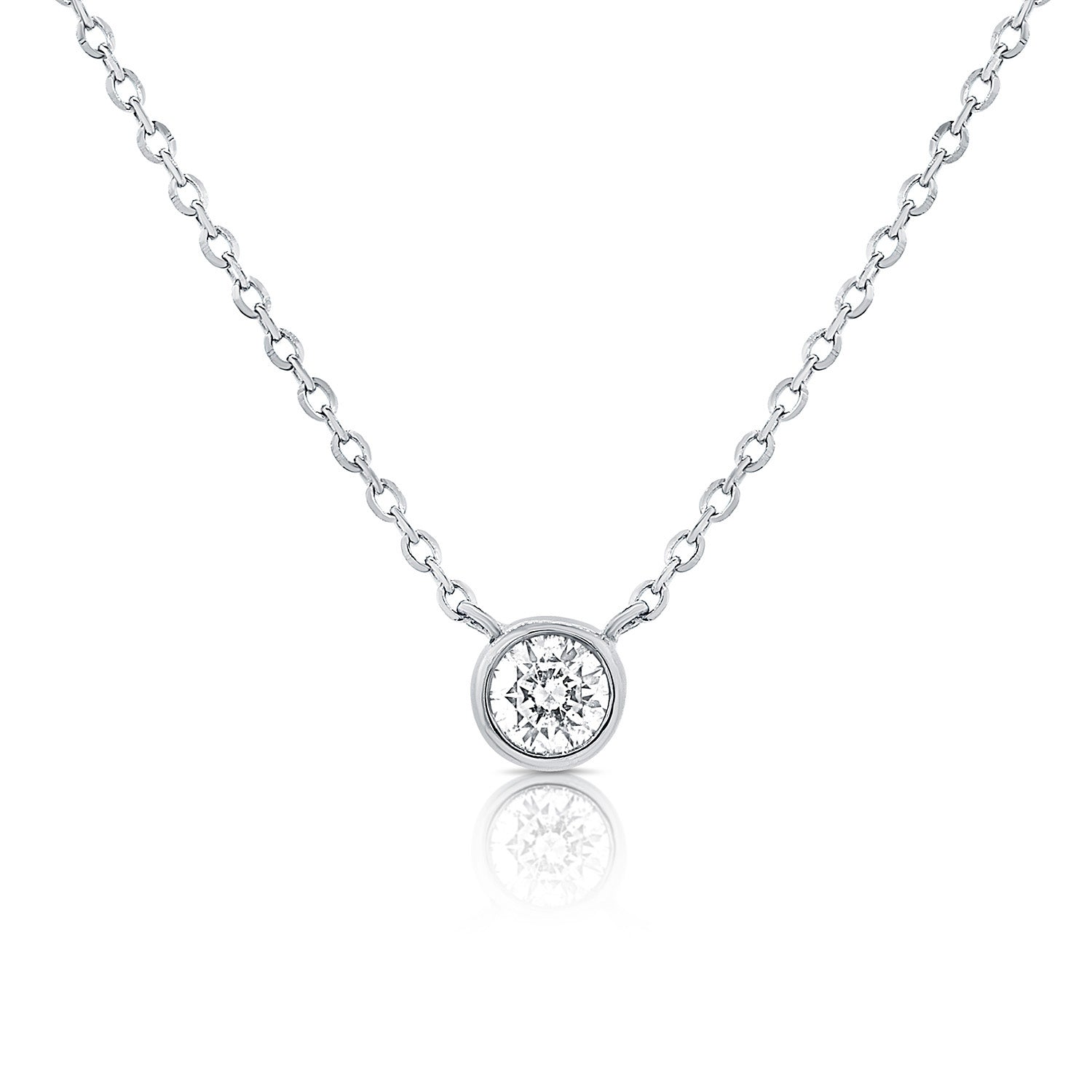 Bezel Set Round Diamond Mini Necklace