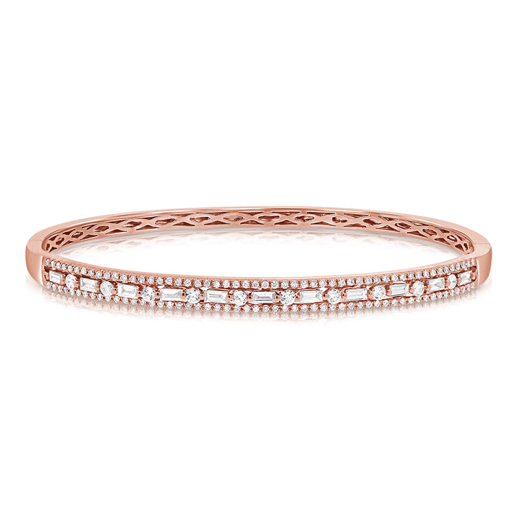 Horizontal Baguette And Round Bangle