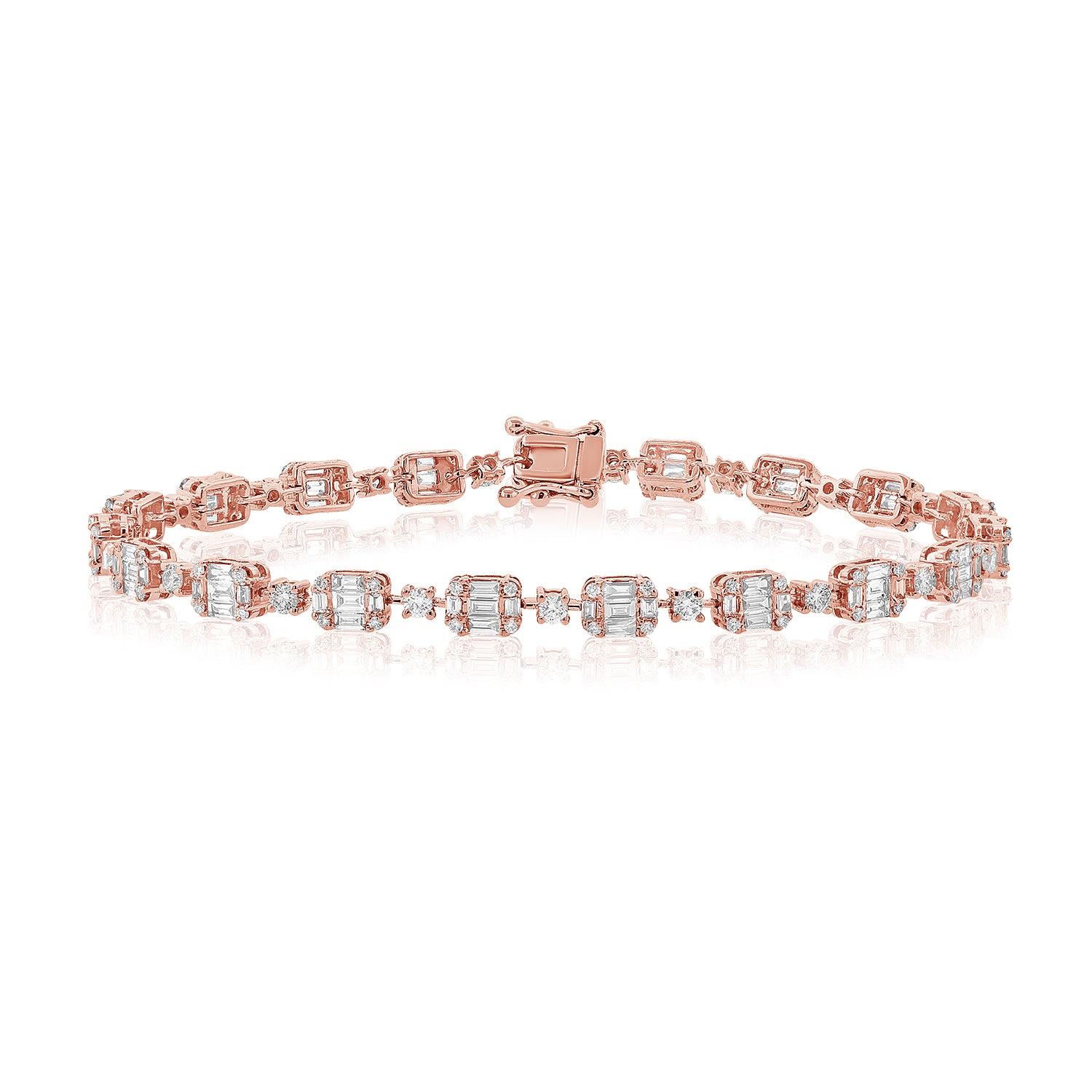 Illusion Rectangle With Round Diamond Bracelet