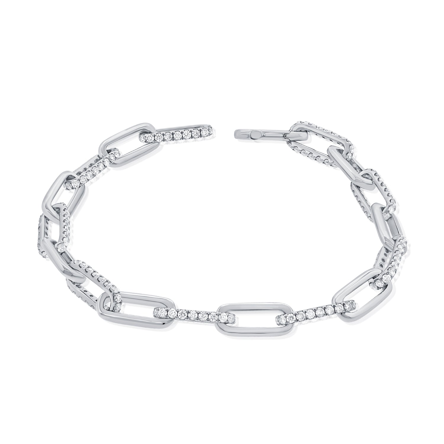 Alternated Pave Cuban Chain Bracelet