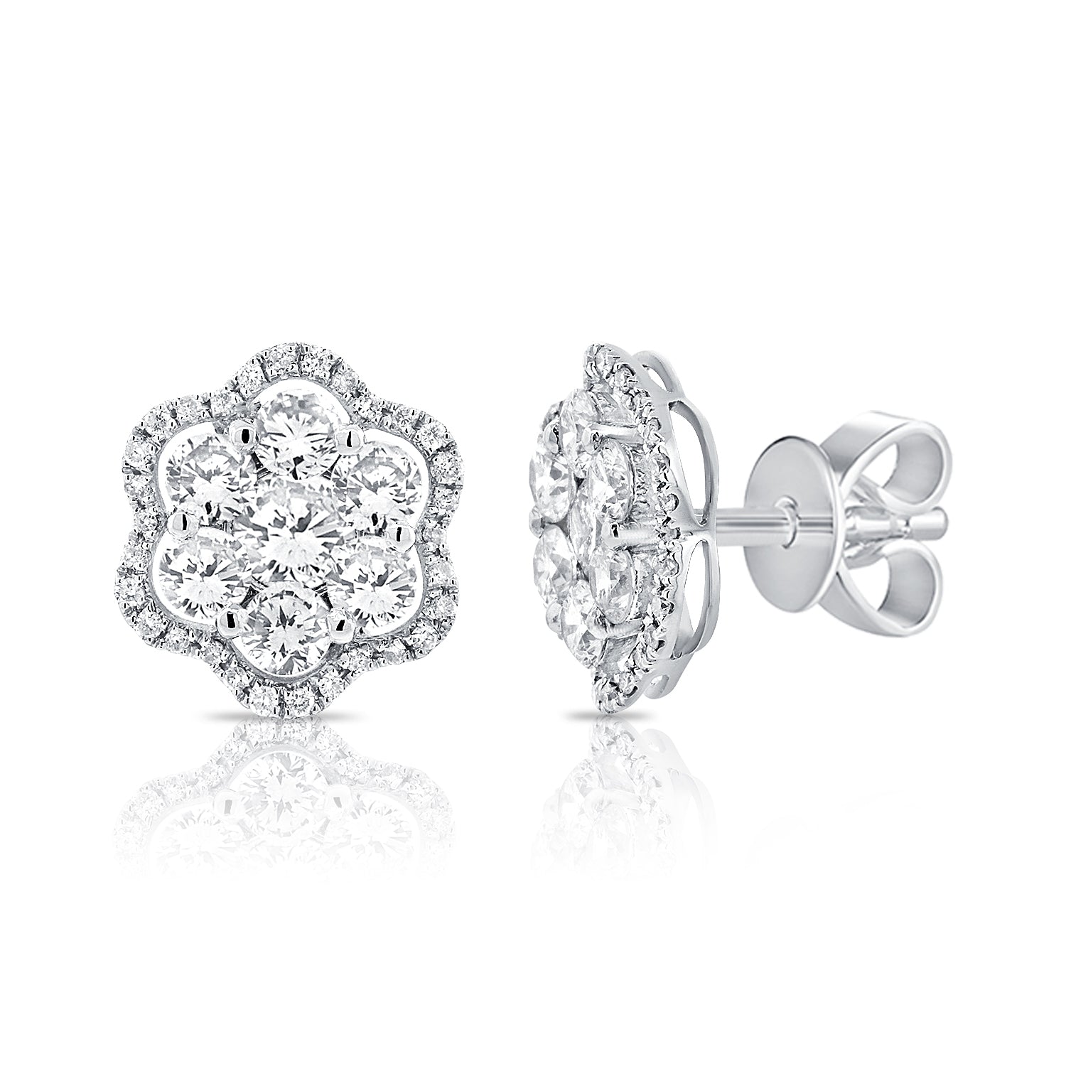 Halo Round Flower Studs