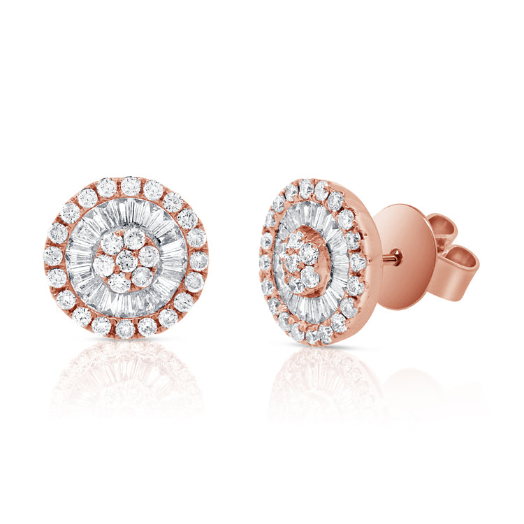 Baguette Halo Round Studs