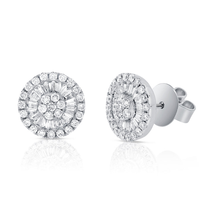 Baguette Halo Round Studs