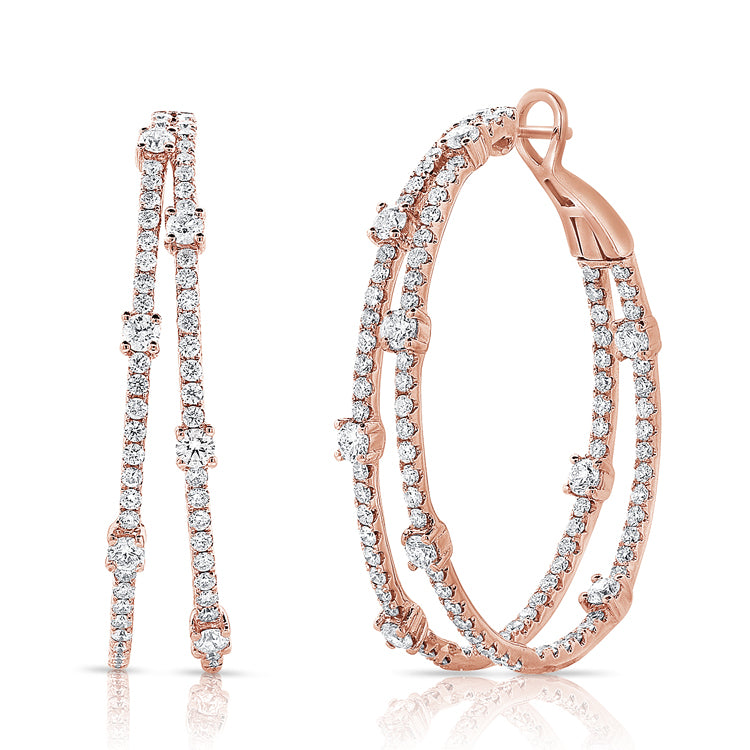 Elle Two Row Diamond Hoops