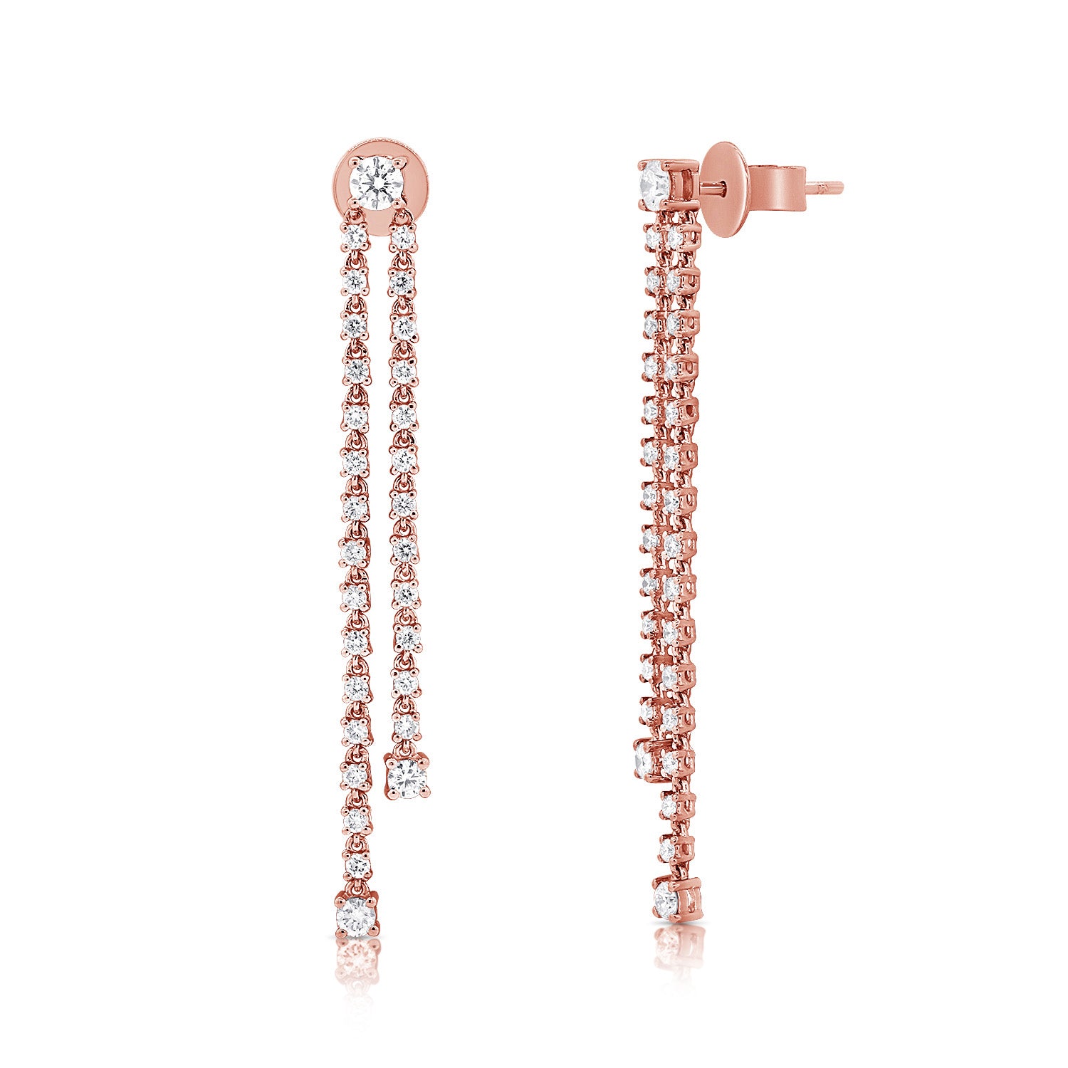 Two Drop Round Diamond Earrings