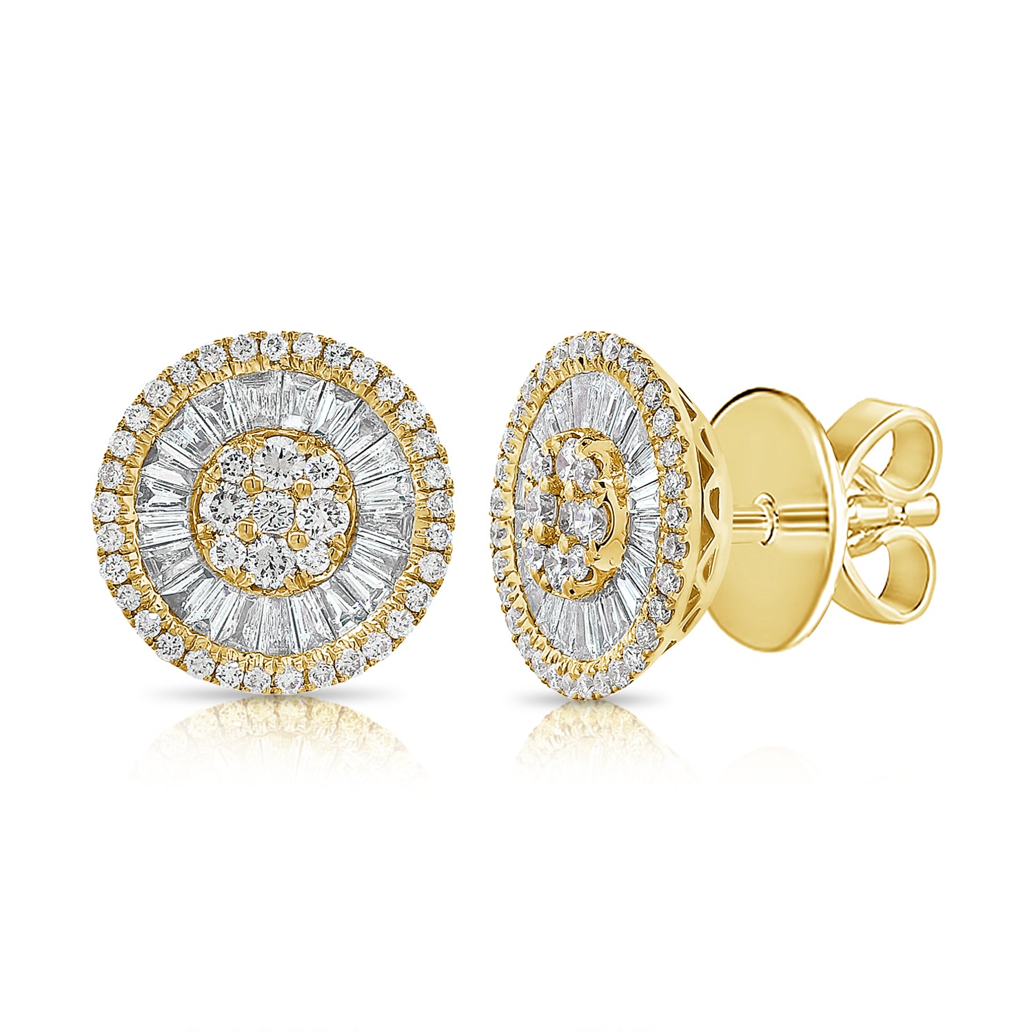 Baguette Halo Round Studs