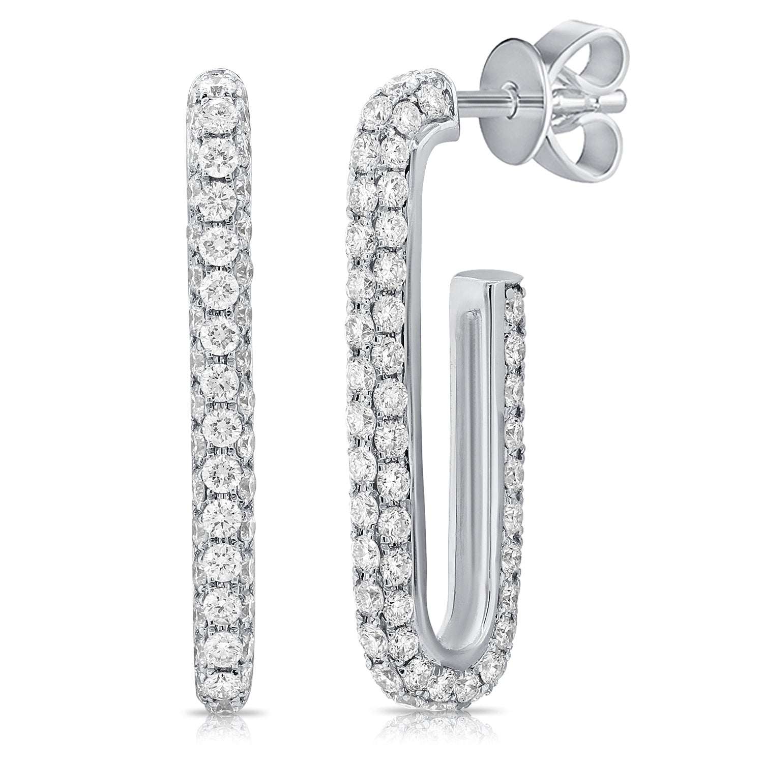 Rectangle Medium Diamond Pave Hoops