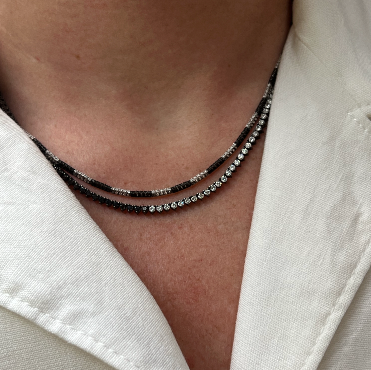 Half & Half Black Diamond Necklace