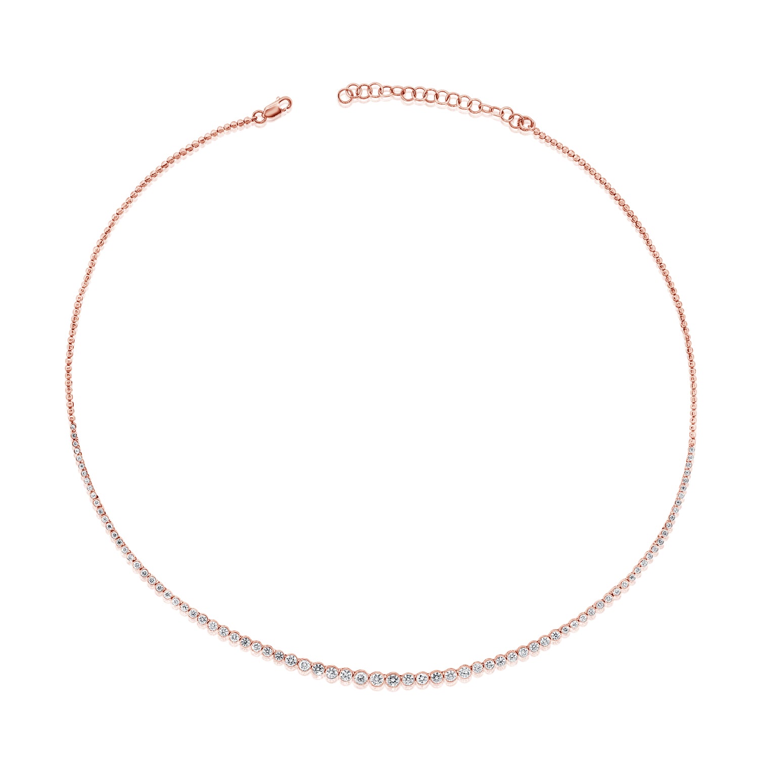 Graduated Bezel Set Round Diamond Necklace