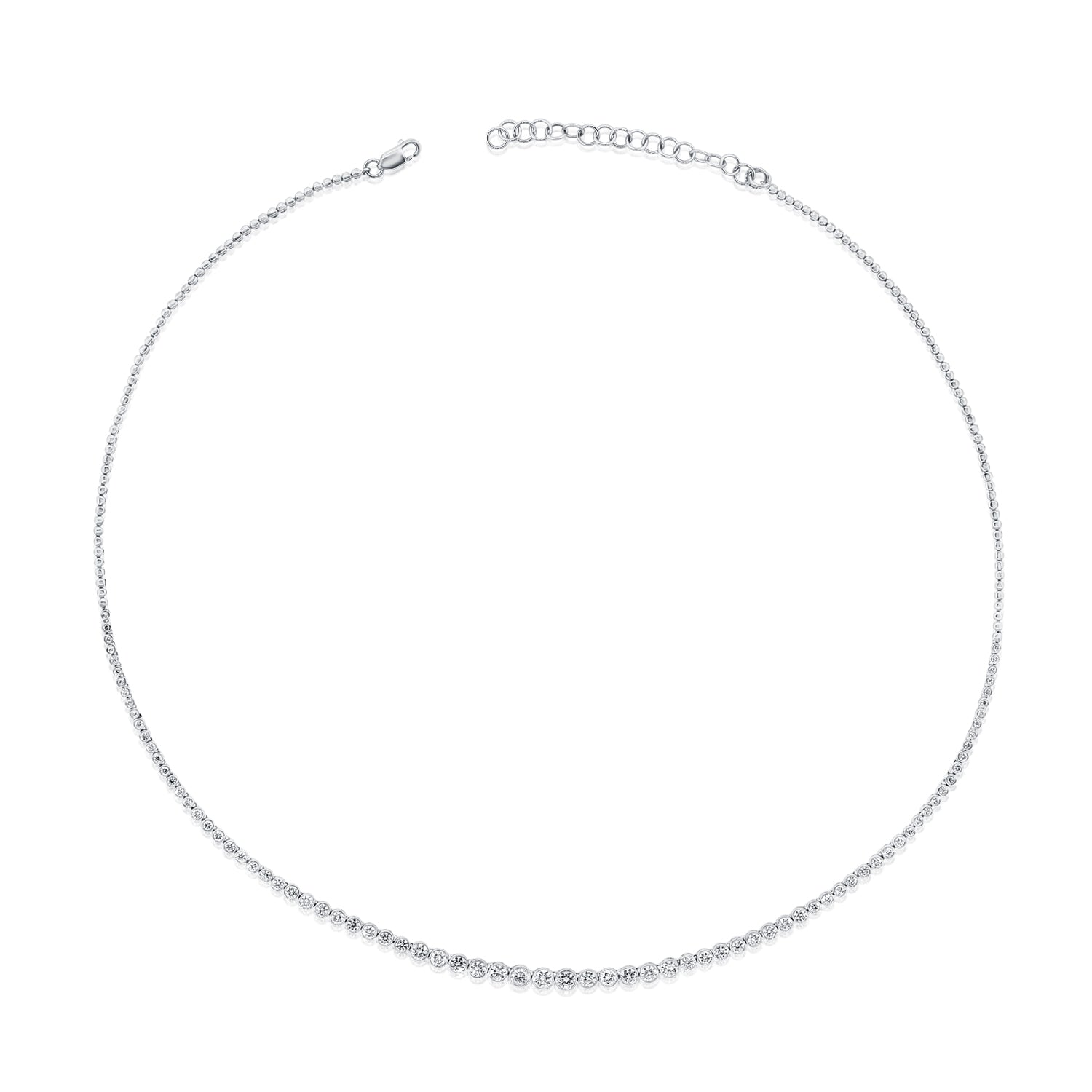 Graduated Bezel Set Round Diamond Necklace