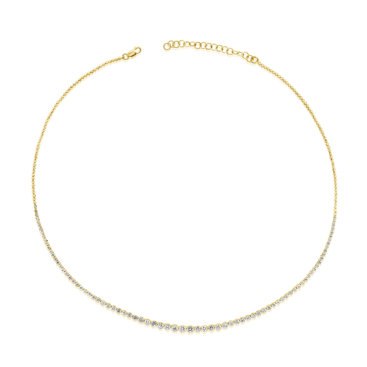 Graduated Bezel Set Round Diamond Necklace