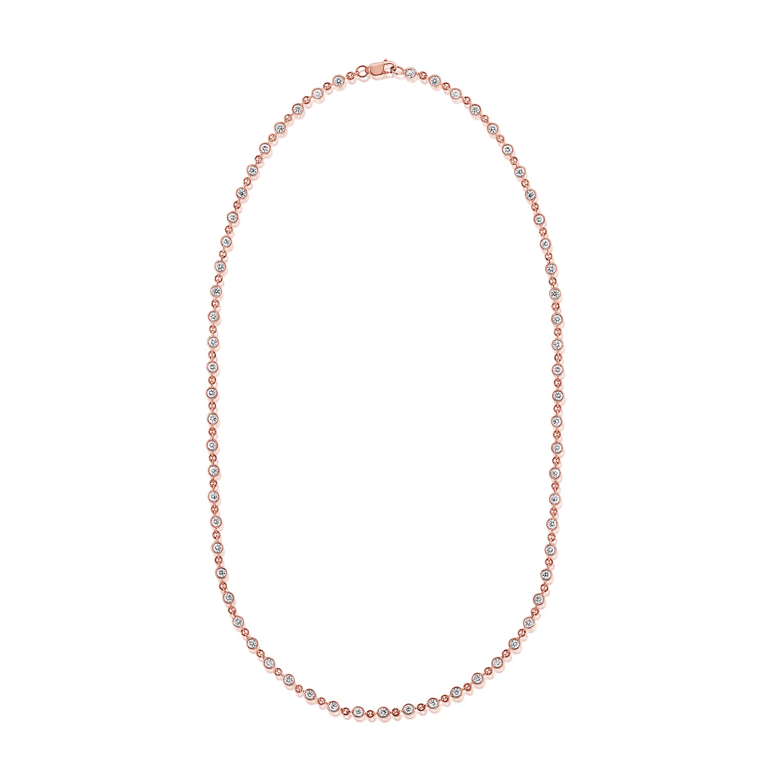 Bezel Set Chain Tennis Necklace