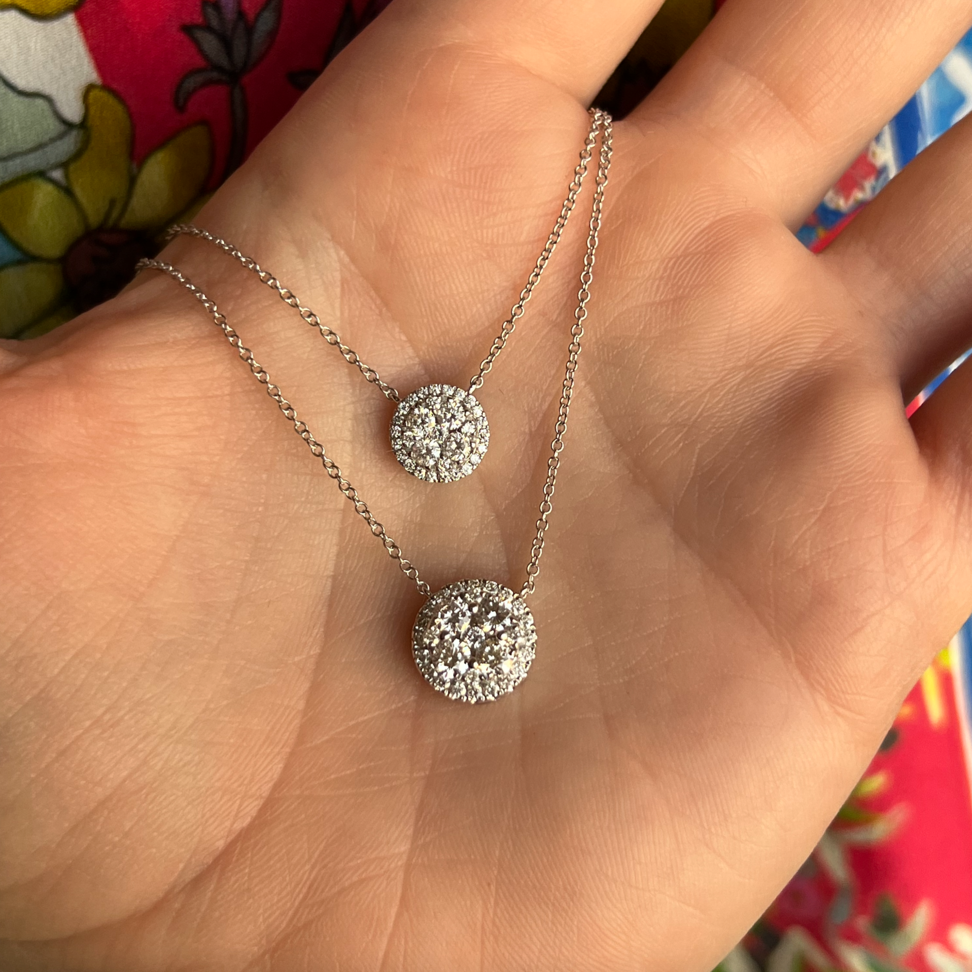 Round Diamond Halo Circle Necklace