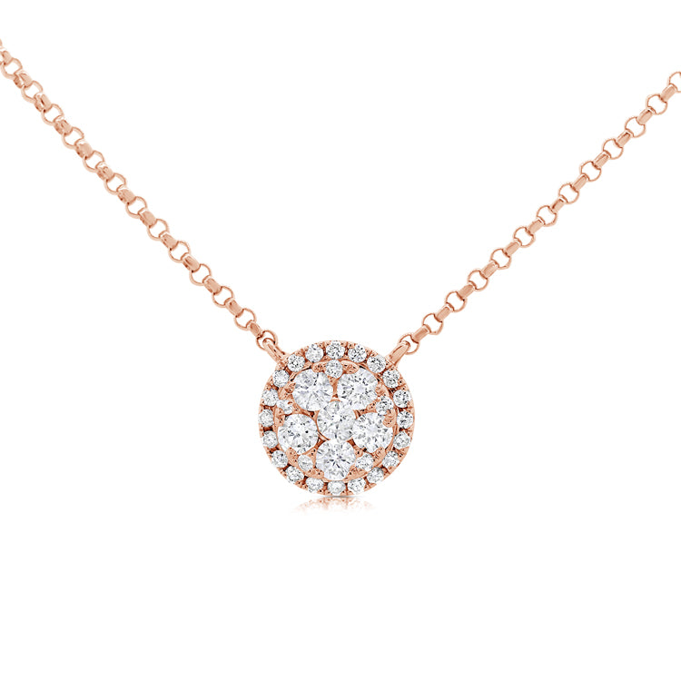 Round Diamond Halo Circle Necklace