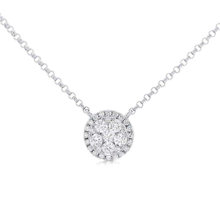 Round Diamond Halo Circle Necklace