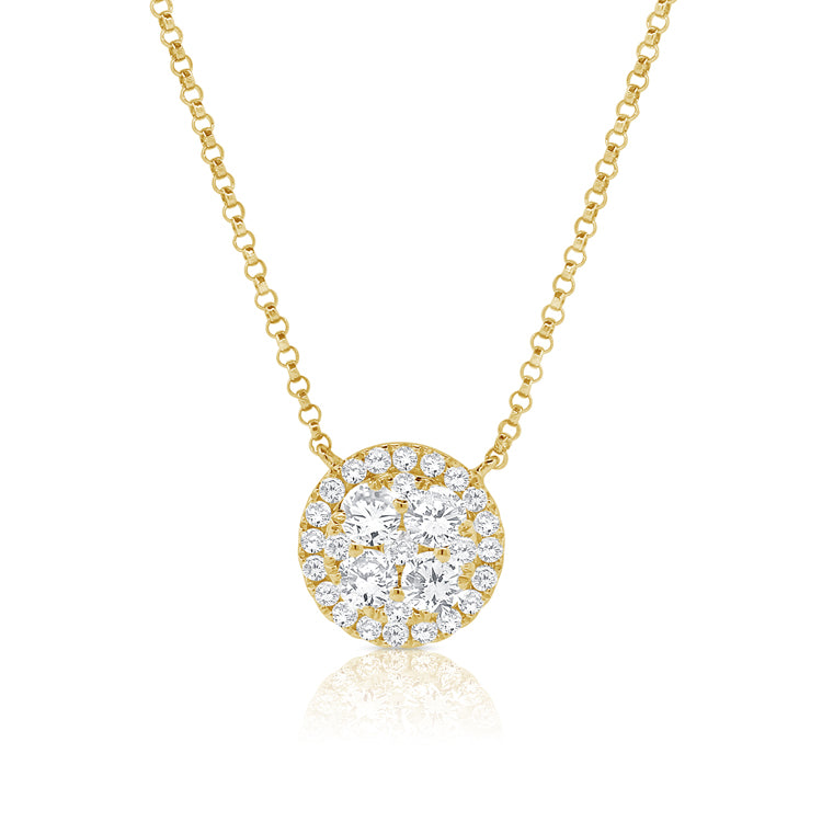 Round Diamond Halo Circle Necklace